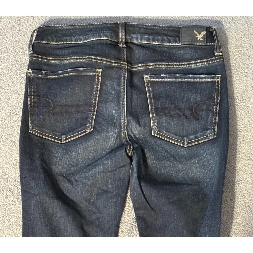 American Eagle Jeggings Womens Size 8 Dark Wash Low Rise Stretch Skinny Jeans - Picture 3 of 7